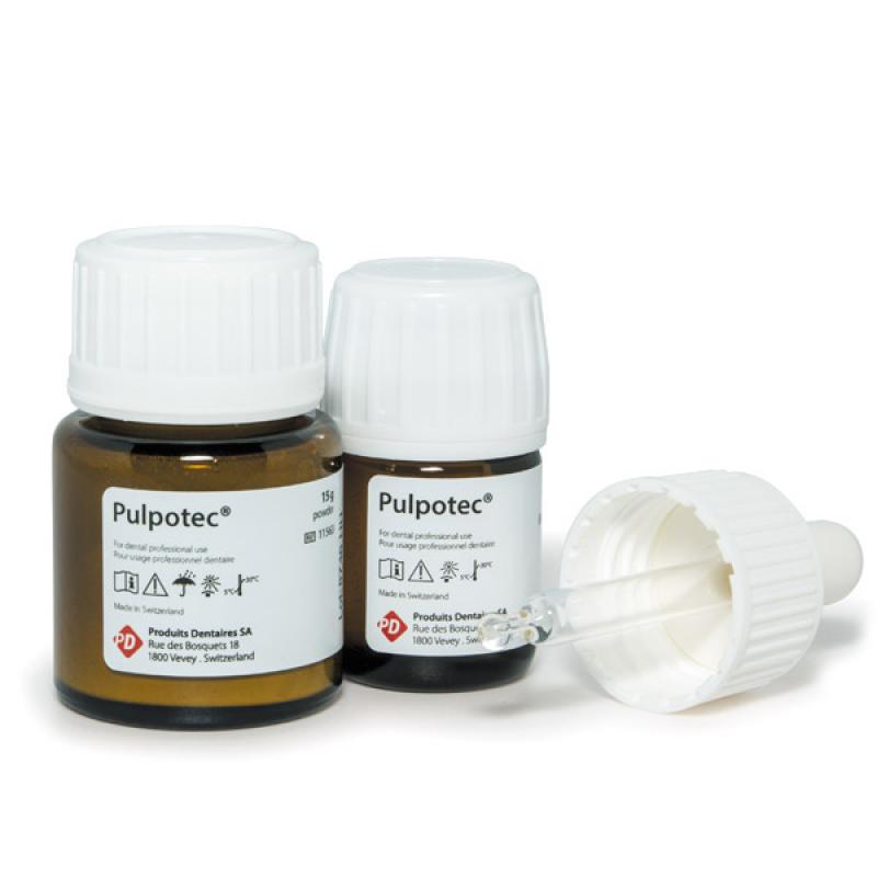 PULPOTEC - материал для лечения витальных моляров (постоянных и временных) путем пульпотомии, 15 г порошок + 15 мл жидкость,"Пульпотек" 