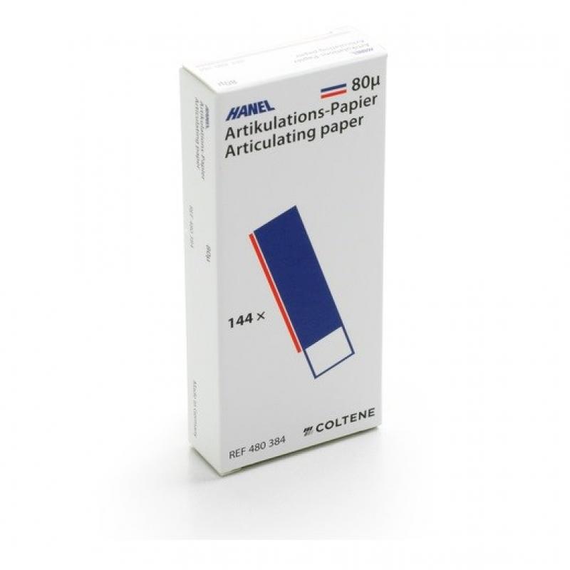 HANEL Articulating Paper 80µ, I -form, Red/Blue - Артикуляционная бумага 80 мкм I-образная (полоски), 144 листа, красный/синий