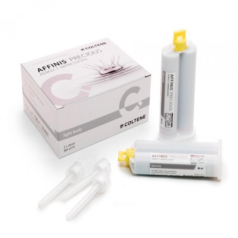 Affinis Precious Light Body - A-силикон для снятия оттисков. Корригирующий оттискной материал, цвет серебряный, 2х50 мл