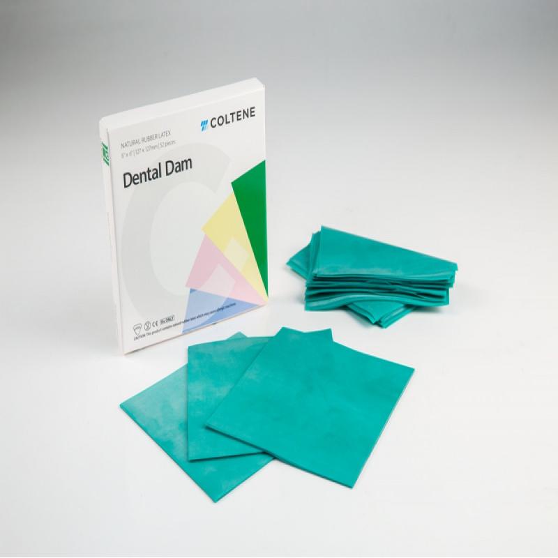 Hygenic Dental Dam List Medium- Латексные листы средней толщины зелёного цвета для работы с коффердамом, 36 листов размер 152х152мм